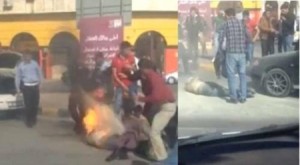 المفرق ...شاب يشعل النار بجسده في وسط الطريق من أجل فتاة ..!!