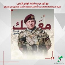 بيان تأييد من حزب الإتحاد الوطني لكلمة الملك المتعلقة بالأحداث المأساوية في فلسطين