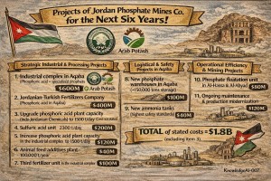 مشاريع شركة مناجم الفوسفات الأردنية للسنوات الست المقبلة (العقبة ومحاور التوسّع الصناعي